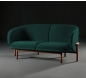 MELA-Lounge-2-Seater-European-Walnut-Natural-Oil-Kvadrat-Velour-Harald-3-0952-Dark-Green thumbnail